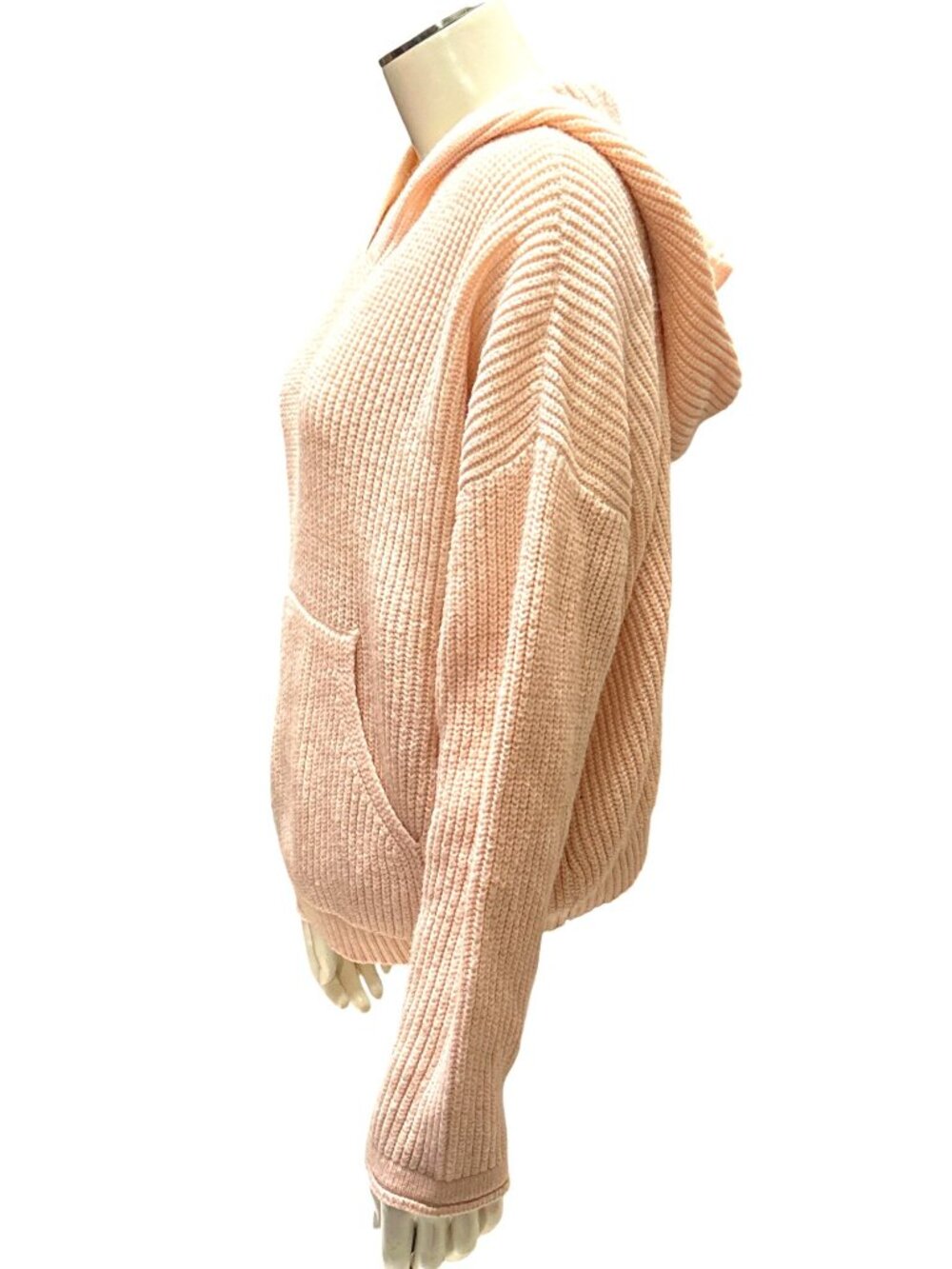 Forever 21 Size Small Light Pink Hoodie Waffle Knit Texture Cozy Lounge Day Vibe - Picture 2 of 12